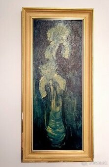 Obraz Kosatce – G. Schillerová, vintage, zarámovaný