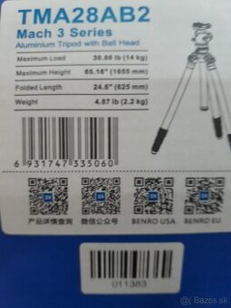 Statív s monopodom 2v1 "Benro Mach3 TMA28A + kulová hlava B
