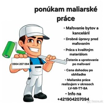 Ponúkám maľovanie bytov a kancelárií