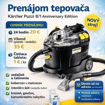 ✨ Prenájom profesionálneho tepovača – Kärcher Puzzi 8/1 (NOV