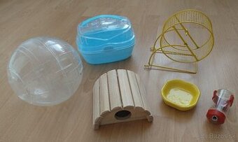 Výbava pre škrečka (koleso, miska, fľaša, domček...)