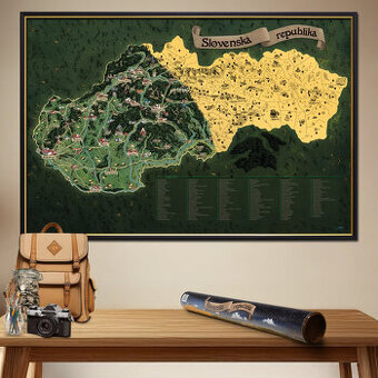 Stieracia Mapa Slovenska DELUXE XL - zlatá