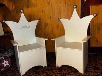 Detské kreslá – tróny s úložným priestorom, 2 ks