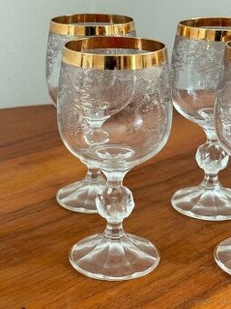 RETRO pohare pozlatene BOHEMIA CRYSTAL