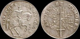 Jozef I. - malý strieborný žetón na korunováciu 1690
