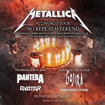 Metallica M72 world tour, Budapest 11.6 - 13.6