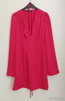 Dámske ružové/bordové šaty A strihu s dlhým rukávom (Mohito)