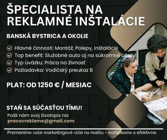Hľadáme Špecialistu na reklamné inštalácie