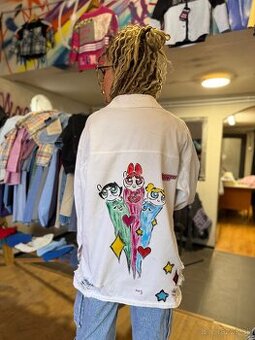 Unisex rifľová bunda – ručne maľovaná - The Powerpuff Girls