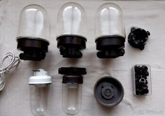 Industriálne bakelitové a keramické lampy, svietidlá