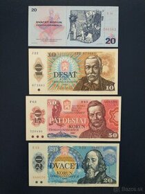 bankovky ČSSR 10Kčs, 20Kčs, 50Kčs    UNC