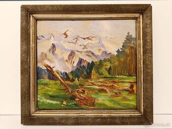 Obraz Tatranský štít 1938, olej na plátně 41x45 - 1
