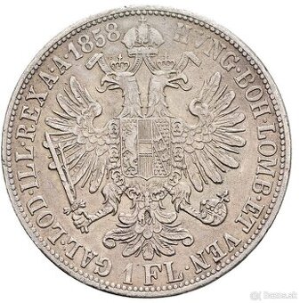 1 Zlatnik 1858 V, vzácny, velmi pekny