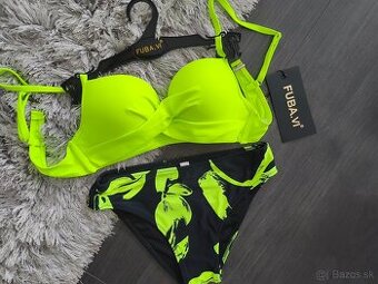 Dvojdielne plavky push up. S/36 neón žltá