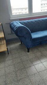 Modra Chesterfield trojsedacka , gauč sedacka