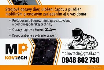 Strojové opravy dier ,čapov uloženi. Vyvrtavanie a vyvaranie
