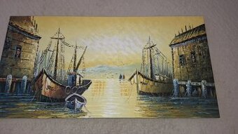 Obraz Prístav pri mori 120x60 cm