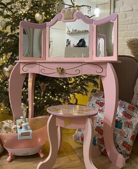 Kozmetický detský konzolový stolík s taburetku KIDKRAFT