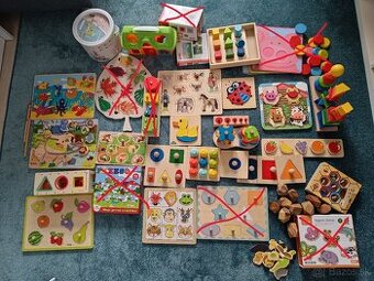 Montessori drevené edukačné hračky - cely set ci po kusoch