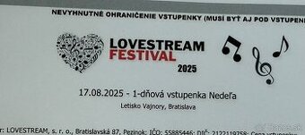 Predam listok na lovestream 17.8.25 nedela