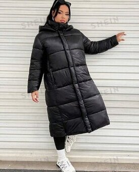 Cierna dlha zimná bunda pre moletky xxxl