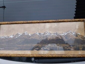 Obraz " Pohľad na Vysoké Tatry z Popradu"  z roku 1950