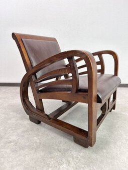 Art deco klubové kreslo z dubového masívu