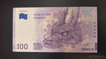 100 EUR, fantasy suvenír, 2025, C88889136, stav UNC
