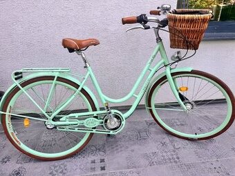 Bicykel KENZEL Nostalgic Deluxe- pistáciová / Hnedá
