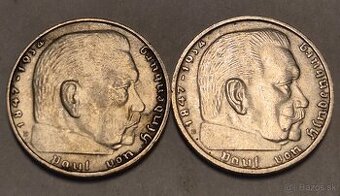 2x 2 Reichsmark 1939 B, D Hindenburg