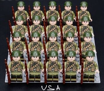 Vojaci 2. svetova vojna 20 ks+podlozka a zbrane