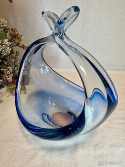 Košík, hutné URÁNOVÉ SKLO seguso