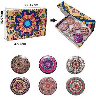 Dizajnové plechové dózičky Mandala – sada 6ks