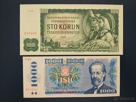 bankovky ČSSR 100Kčs 1961, 1000Kčs 1985   UNC