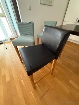 Ikea Henriksdal drevené barové stoličky koža 3ks