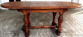 starožitný rozkladací dubový stôl, /+ komoda, ca 1890/ - 1