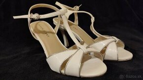 Spoločenské biele sandálky topánky - pre nohu č.38-39 - 1