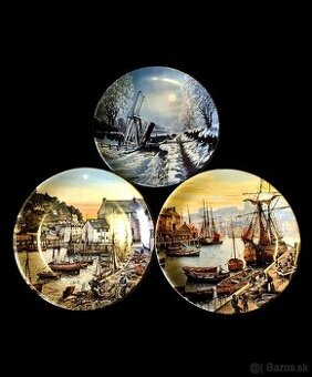 Originál zberateľské taniere Poole Pottery – 3 ks vo výborno