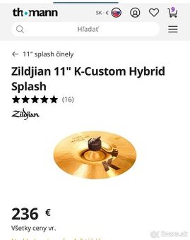 K-Zildjian 11”Splash hybrid