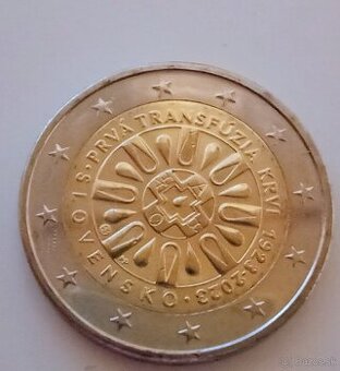 2 eurova minca unc kvalita Prva transfúzia