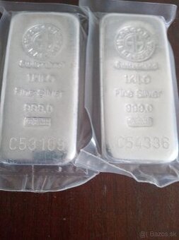 Predám investičné striebrné tehličky Argor- Heareus