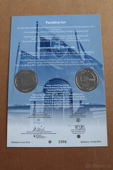 Predám pamätné listy k SK euro minciam