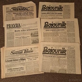Noviny BOJOVNÍK, PRAVDA, SLOVENSKÁ PRAVDA, SLOVÁK