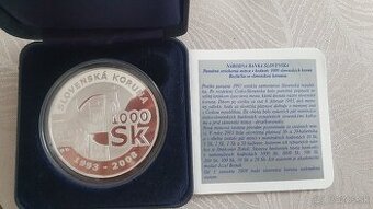 Strieborna minca 1000SK - rozlucka so slovenskou korunou