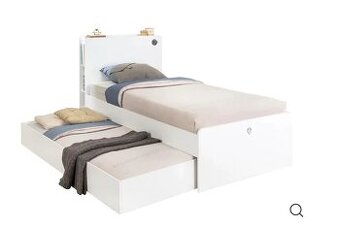 CÍLEK - študentská posteľ WHITE + čelo, prísteľka, 2 matrace