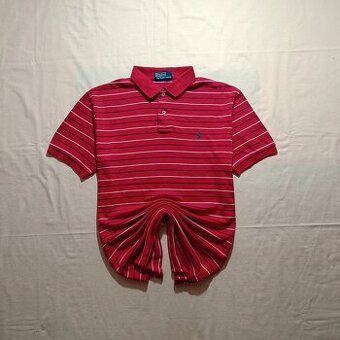 Polo Ralph Lauren červená pruhovaná polokošeľa tričko L
