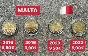 Euromince - pamätné dvojeurové mince Malta