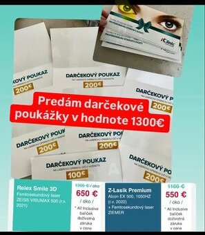 iClinic darčekové poukážky v hodnote 1300€