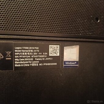 Legion Y7000-2019-PG0 Laptop (Lenovo) - Type 81T0