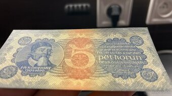 Bankovky 1.ČSR 5 korun 1921 Komenský